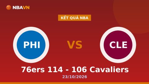 Kết Quả Nba 76ers 114 - 106 Cavaliers 23/10/2026