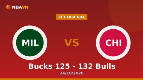 Kết Quả Nba Bucks 125 - 132 Bulls 24/10/2026